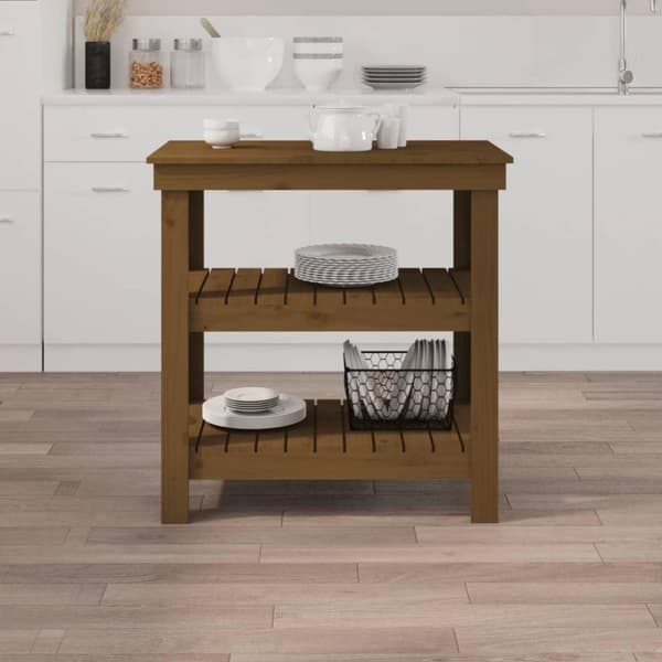 vidaXL Työpenkki hunajanruskea 78,5x50x80 cm täysi mänty