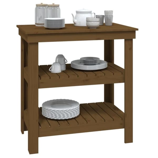 vidaXL Työpenkki hunajanruskea 78,5x50x80 cm täysi mänty
