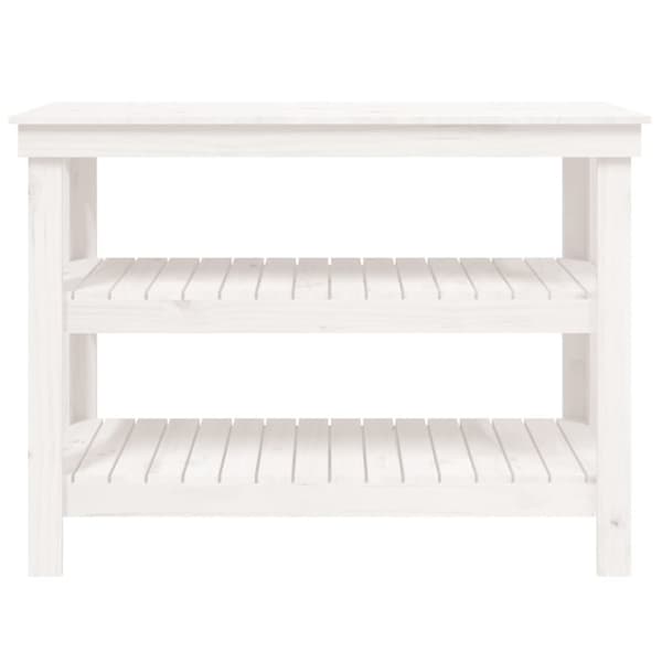 vidaXL Arbeidsbenk hvit 110,5x50x80 cm heltre furu