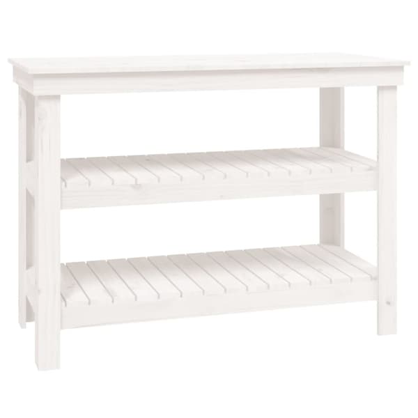 vidaXL Arbeidsbenk hvit 110,5x50x80 cm heltre furu