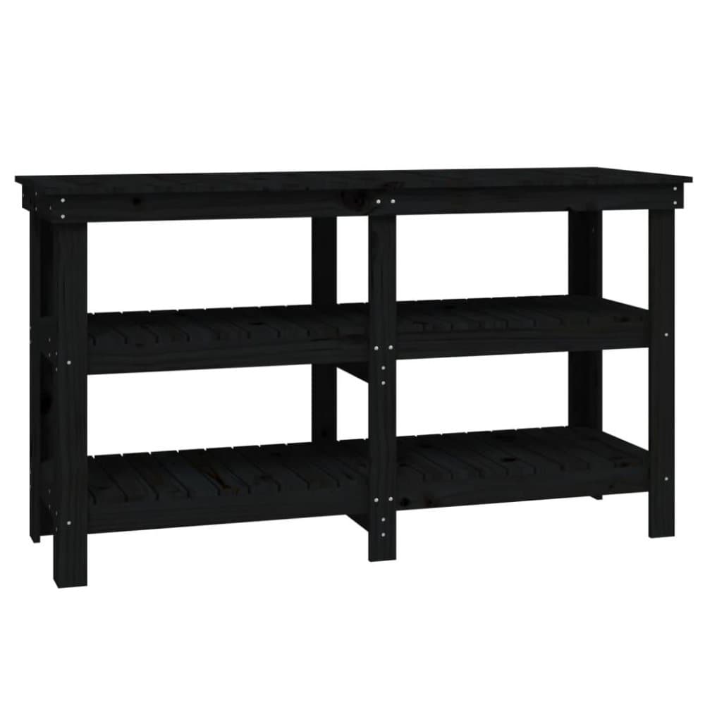 vidaXL Arbetsbänk svart 142,5x50x80 cm massiv furu