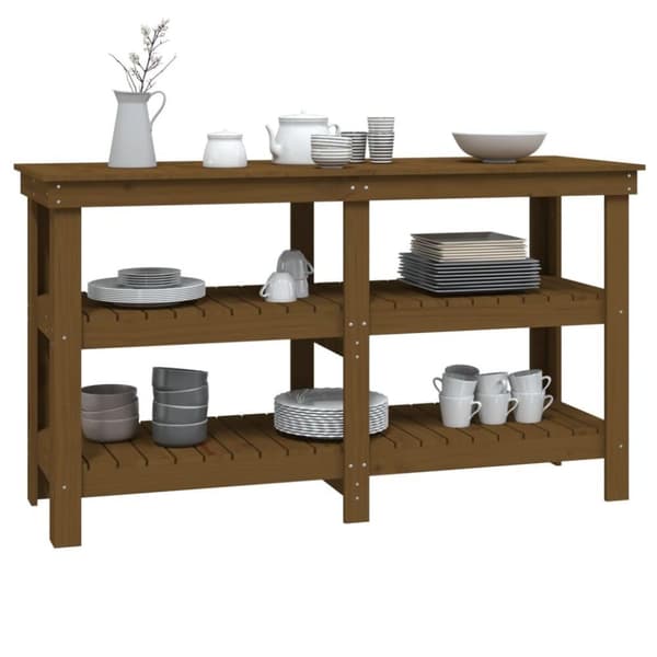 vidaXL Arbeidsbenk honningbrun 142,5x50x80 cm heltre furu