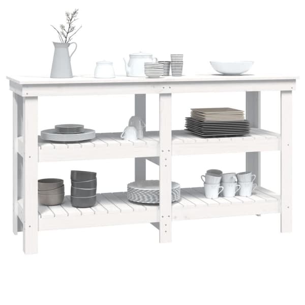 vidaXL Arbeidsbenk hvit 142,5x50x80 cm heltre furu