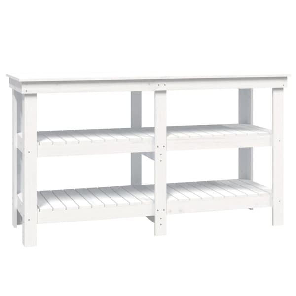 vidaXL Arbeidsbenk hvit 142,5x50x80 cm heltre furu