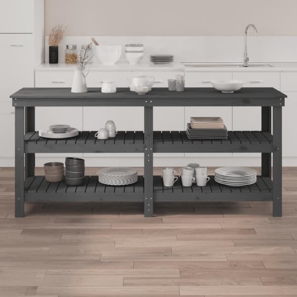 vidaXL Arbetsbänk grå 181x50x80 cm massiv furu