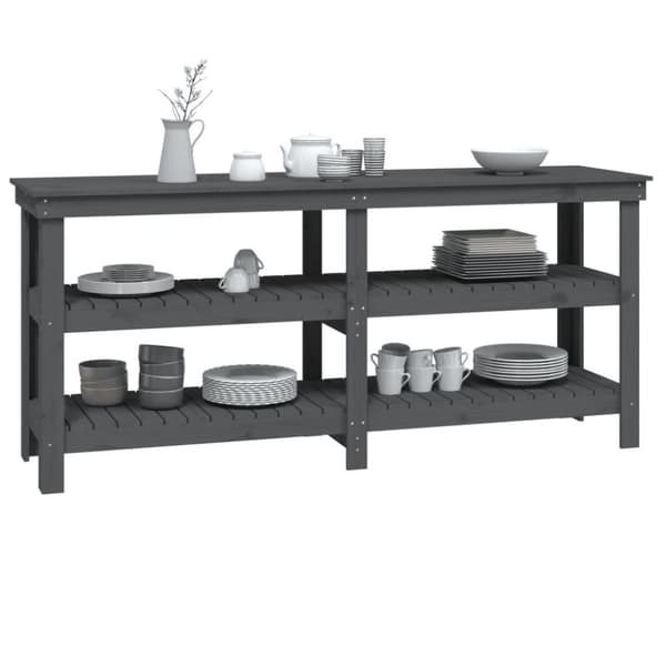 vidaXL Arbetsbänk grå 181x50x80 cm massiv furu