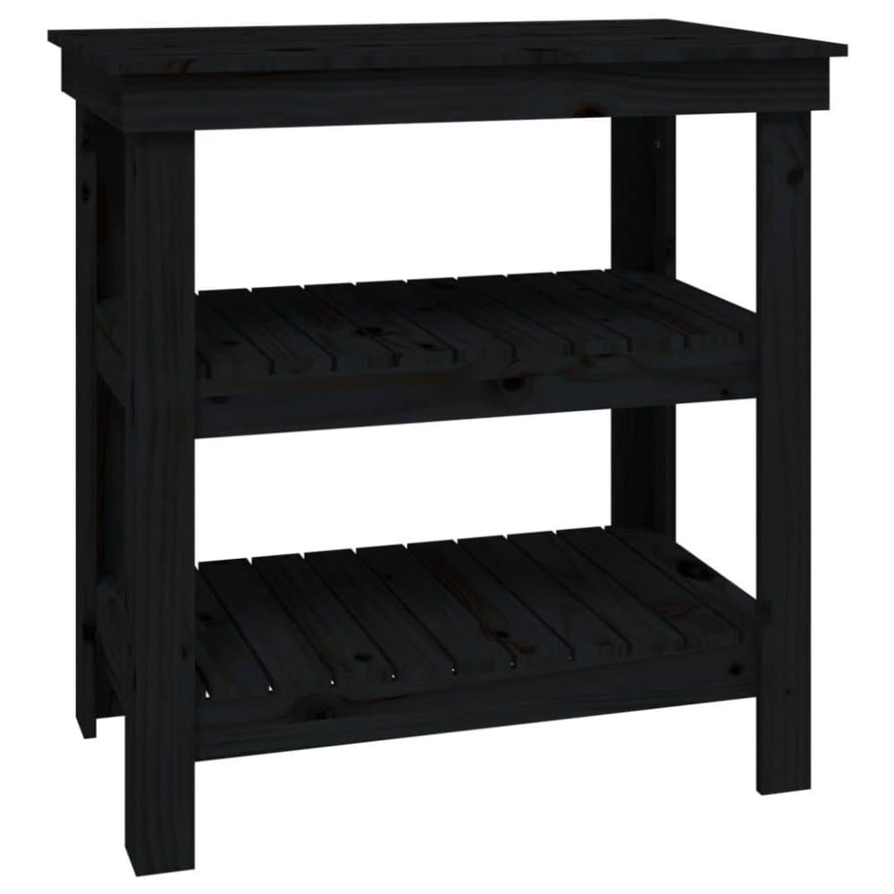 vidaXL Skobänk svart 78,5x50x80 cm massiv furu