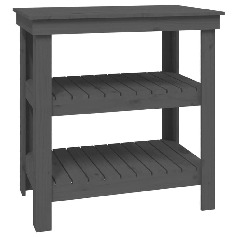 vidaXL Skobänk grå 78,5x50x80 cm massiv furu