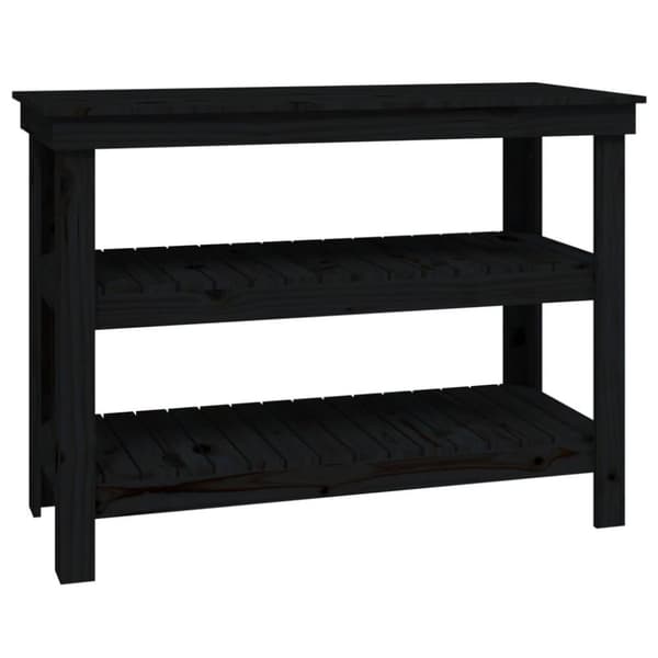 vidaXL Skobänk svart 110,5x50x80 cm massiv furu