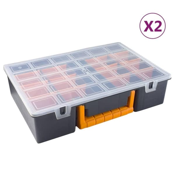 vidaXL sortimentskasser med skillevægge 2 stk. 360x250x85 mm PP