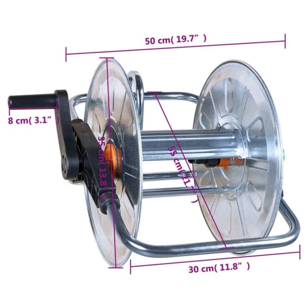 vidaXL Slangetrommel vegghengt for 50m 1/2" eller 35m 3/4" slange stål