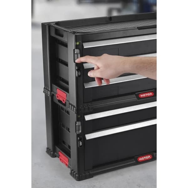 Fast monterat verktygslåda - KETER - 2 lådor - 56,2 x 28,9 x 26,2 cm - Svart - Hållbar