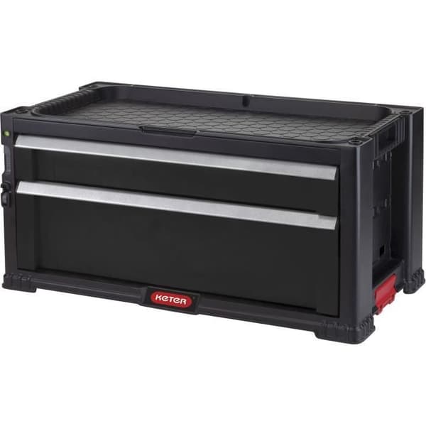 Fast monterat verktygslåda - KETER - 2 lådor - 56,2 x 28,9 x 26,2 cm - Svart - Hållbar