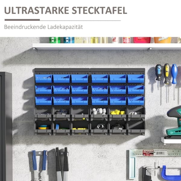 Rootz 30 Box Workshop Organizer - Opbevaringssystem for små dele - Skruemøtrik Organizer - 37,5 cm x 18 cm x 63 cm - Kraftig plastik
