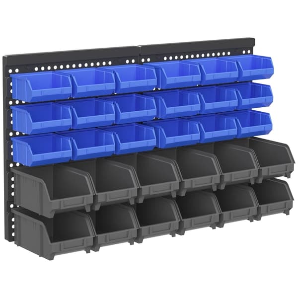 Rootz 30 Box Workshop Organizer - Opbevaringssystem for små dele - Skruemøtrik Organizer - 37,5 cm x 18 cm x 63 cm - Kraftig plastik