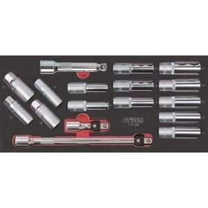 Modul - KS TOOLS - 713.1026 - Modul för långa hylsor och tillbehör - 1/2" - 17 delar
