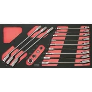 Modul - KS TOOLS - 713.2027 - Modul för blandade ringnycklar med reversibel spärr Gearplus - Med adaptrar - 16 delar