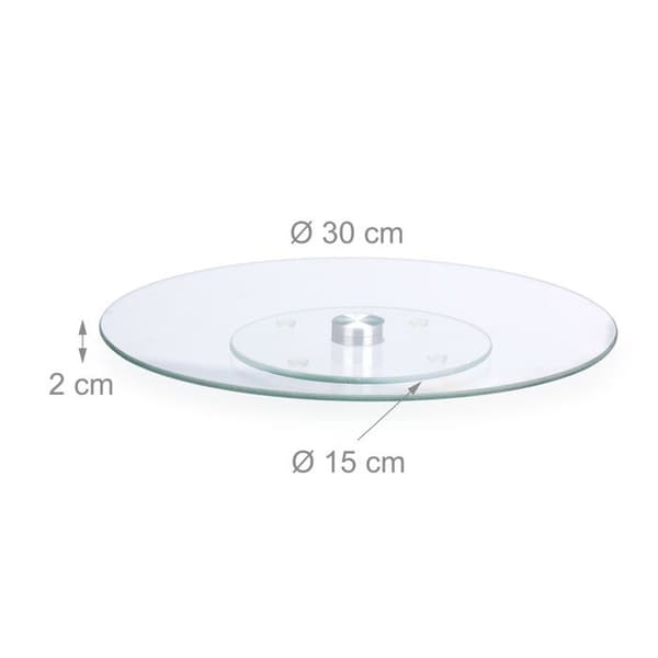 Relaxdays Turntable 360° tårtor Konditoriglas presentationstallrik 30 cm servering för att dekorera, transparent