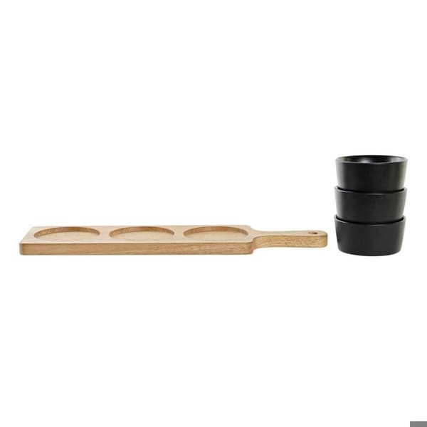 Aperitiffat - DKD Home Decor - Akacia och stengods - Svart/beige - 38 cm - 12 enheter