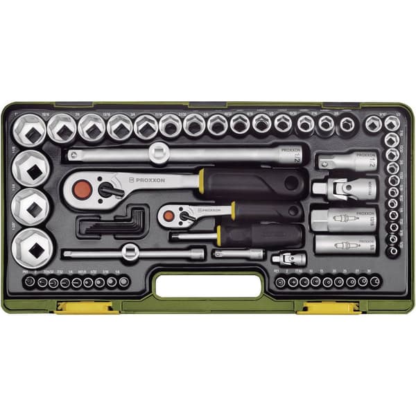 Hylsnyckelsats 4 mm (5/32 ) och 35,4 mm (1 3/8) 65-delars tumstorlekar Proxxon Industrial Super-set (23294) 1 set