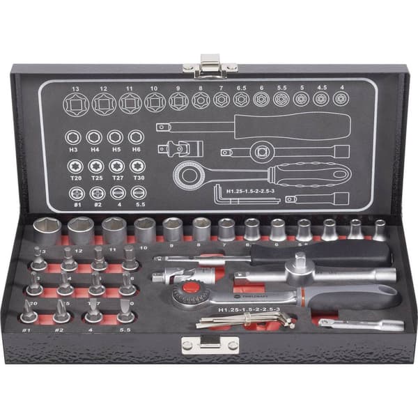 TOOLCRAFT Hylsnyckelsats metrisk 1/4 36 delar 826363