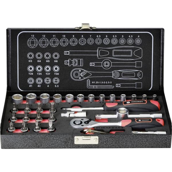 TOOLCRAFT Hylsnyckelsats metrisk 1/4 36 delar 826363
