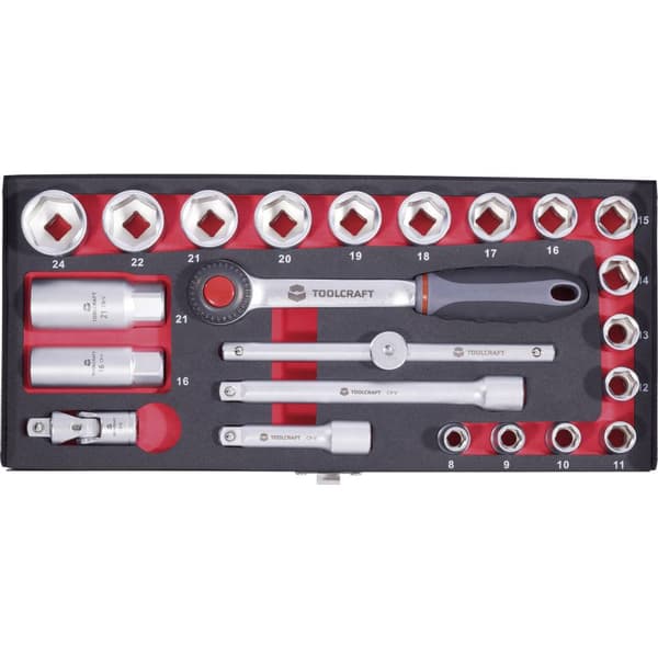 TOOLCRAFT Hylsnyckelsats metrisk 3/8 23 delar 826373