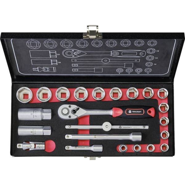 TOOLCRAFT Hylsnyckelsats metrisk 3/8 23 delar 826373