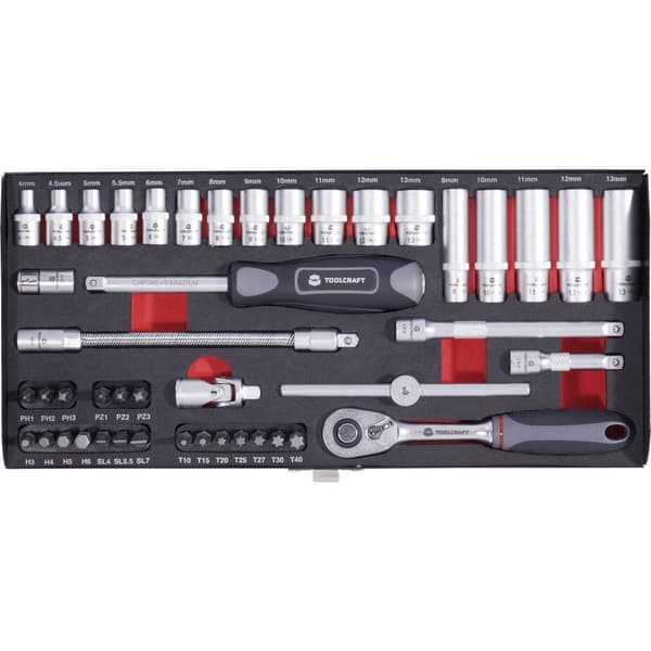 TOOLCRAFT Hylsnyckelsats metrisk 1/4 45 delar 826386