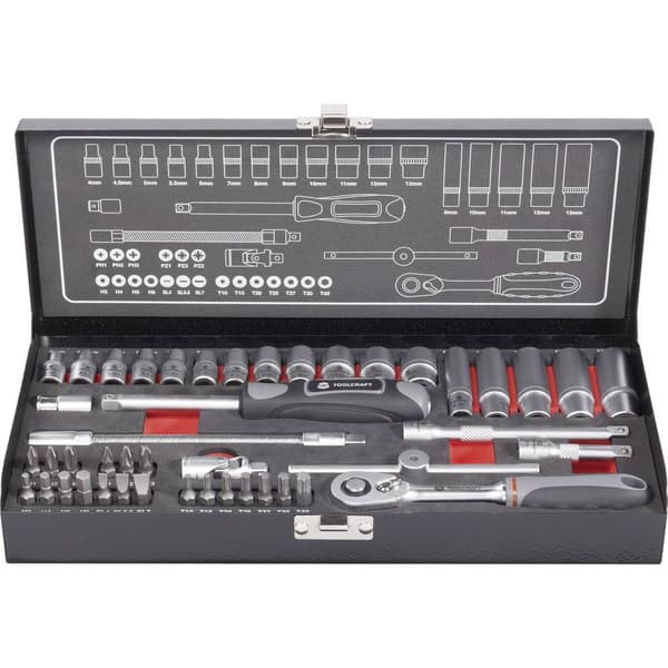 TOOLCRAFT Hylsnyckelsats metrisk 1/4 45 delar 826386