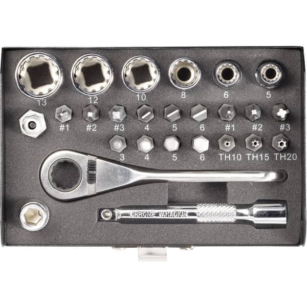 TOOLCRAFT Hylsnyckelsats metrisk 1/4 23 delar 820928