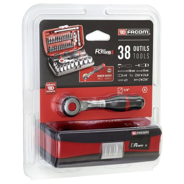 Facom Hylsnyckelsats metrisk 1/4 17 delar R.360NANOPB