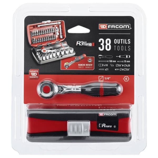 Facom Hylsnyckelsats metrisk 1/4 17 delar R.360NANOPB