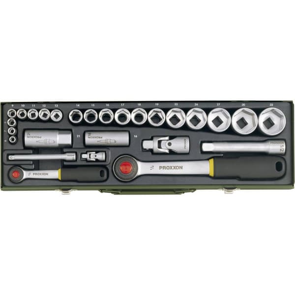 Proxxon Industrial Hylsnyckelsats metrisk 1/4, 1/2 27 delar 23020