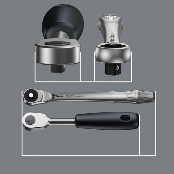Wera Zyklop Metal 8003 A 05004003001 Spärrhandtag 1/4 141 mm