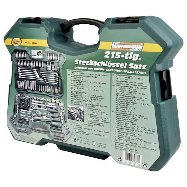 Brüder Mannesmann Hylsnyckelsats metrisk 1/4, 3/8, 1/2 215 delar M98430