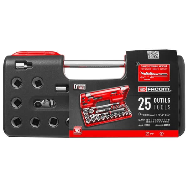 Facom Hylsnyckelsats metrisk 1/2 25 delar SXL.DBOX3PB