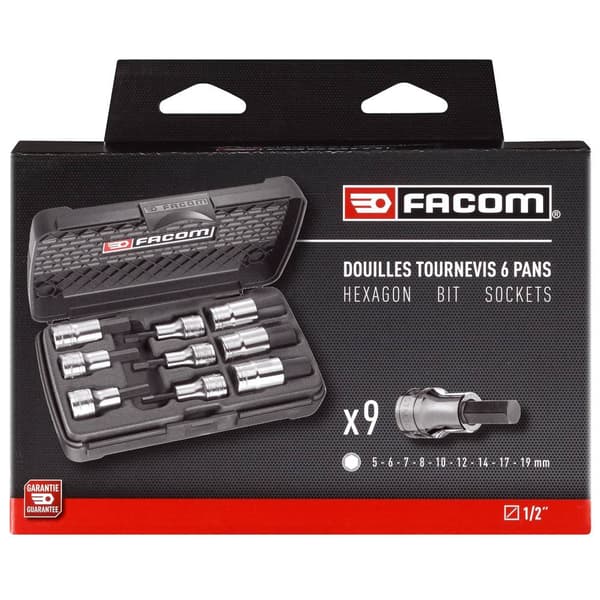 Facom STM.J9APB Hylsnyckel-bitsinsats-set 1/2 9 delar STM.J9APB