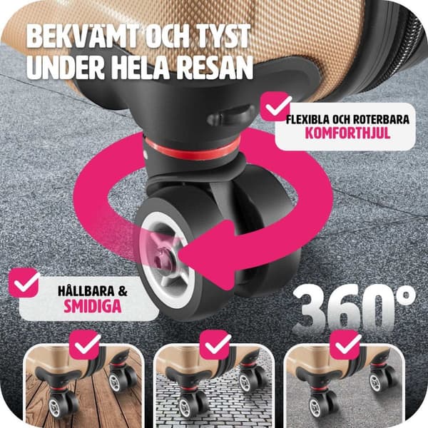 Resväskor 3 stycken set i hardcase, Hårda resväskor - champagne