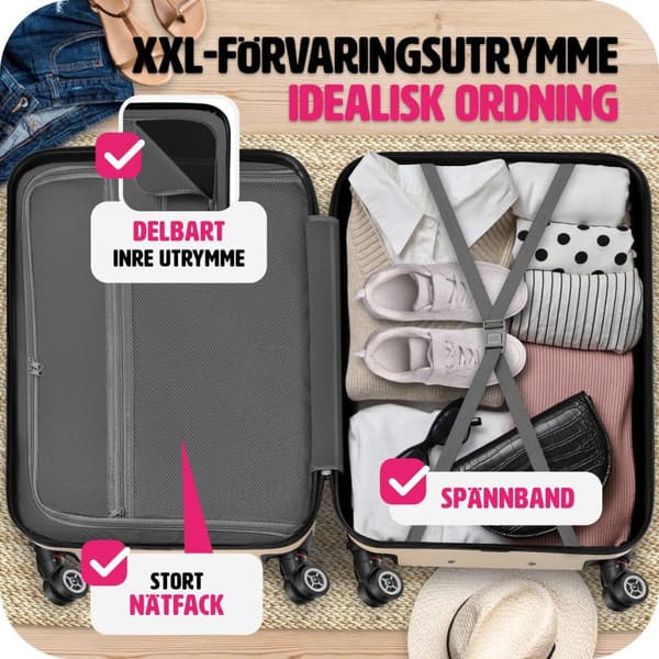 Resväskor 3 stycken set i hardcase, Hårda resväskor - champagne