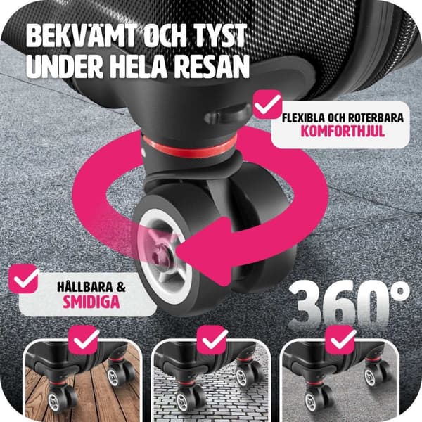 Resväskor 3 stycken set i hardcase, Hårda resväskor - svart