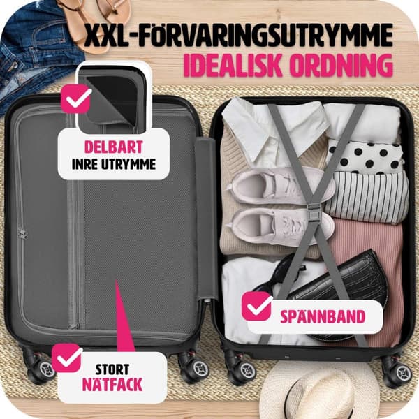 Resväskor 3 stycken set i hardcase, Hårda resväskor - svart