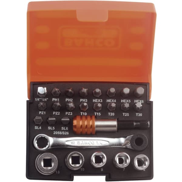 Bahco Hylsnyckelsats metrisk 1/4 26 delar 2058/S26