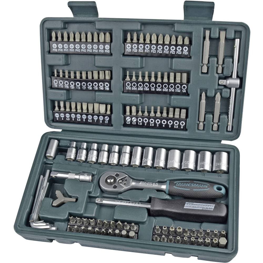Brüder Mannesmann Topnøglesæt Metrisk 1/4" (6,3 mm) 130 dele 29166