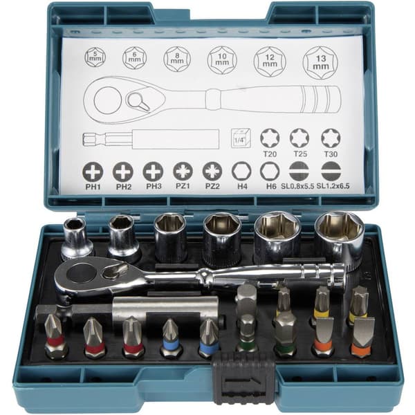 Makita Hylsnyckelsats 1/4 21 delar B-54081
