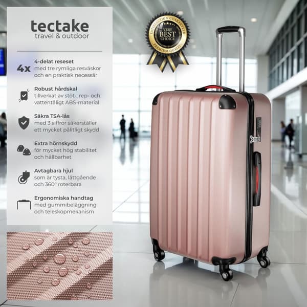 Resväskor 4 set Pucci, bagage av ABS-hårdplast - roséguld