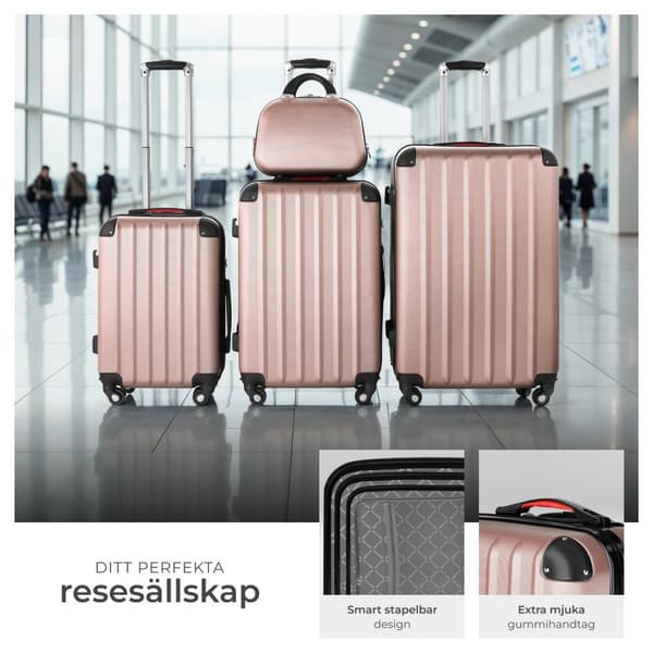 Resväskor 4 set Pucci, bagage av ABS-hårdplast - roséguld