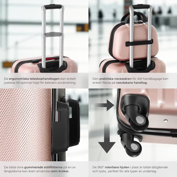 Resväskor 4 set Pucci, bagage av ABS-hårdplast - roséguld