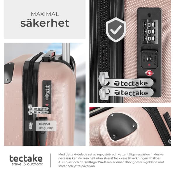 Resväskor 4 set Pucci, bagage av ABS-hårdplast - roséguld