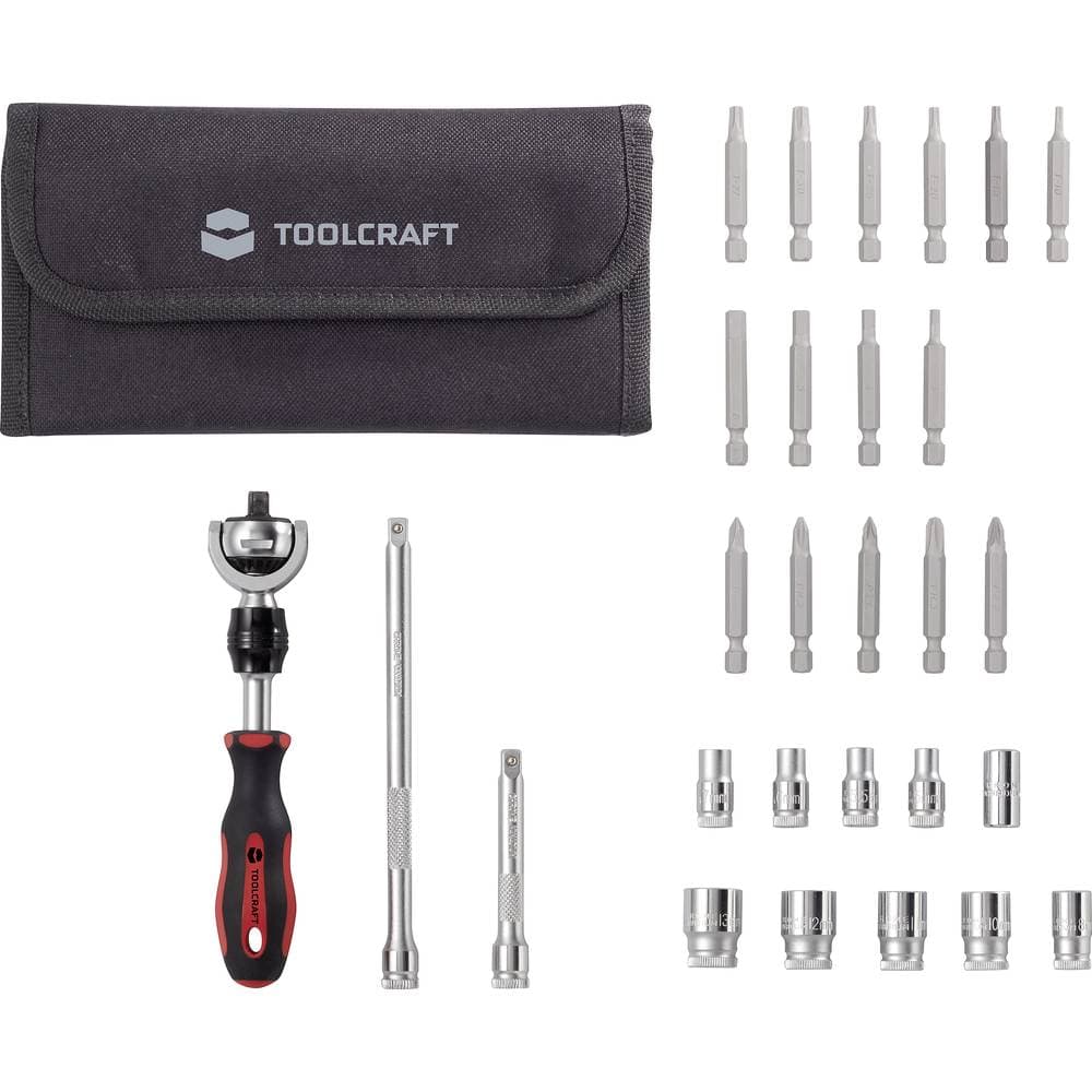 TOOLCRAFT Hylsnyckelsats metrisk 1/4 28 delar TO-6754554